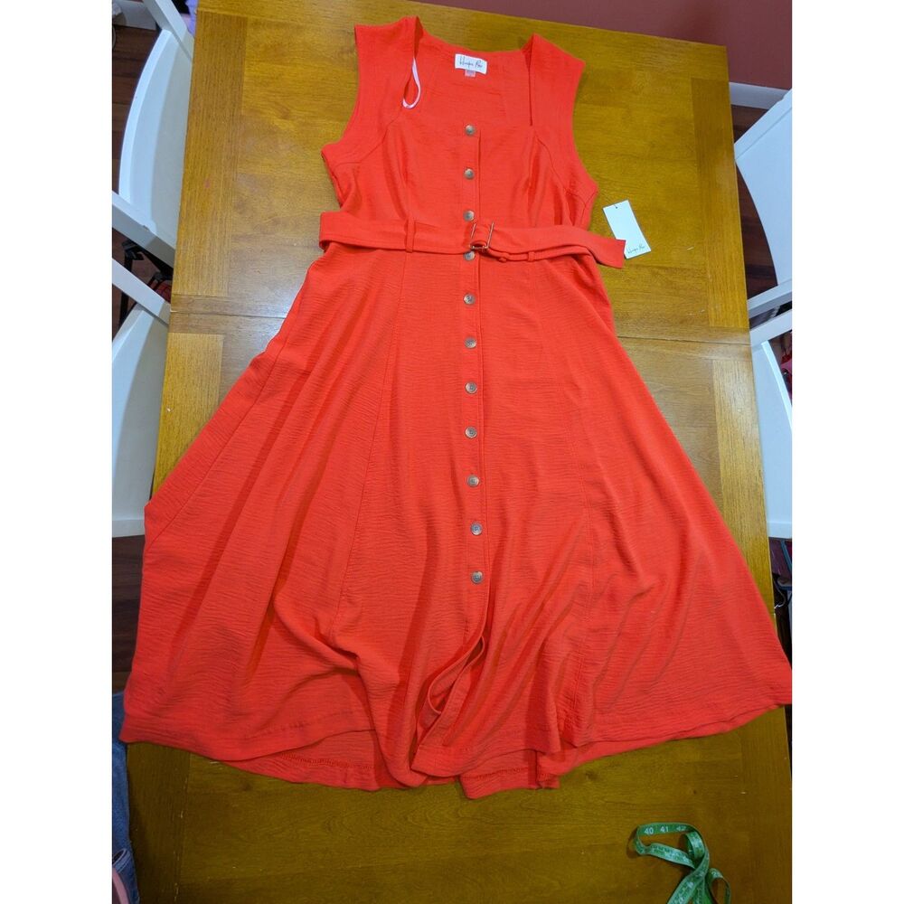 Harper Rose Sleeveless Button Front Midi Dress Ginger Red Size 12 Belted